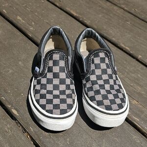 Vans Checkered Slip-On Shoes - Black and Gray